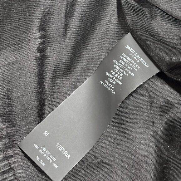 Saint Laurent Teddy Jacket Black Size 50 Wool & Leather Trim - Picture 5 of 10